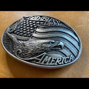 God Bless America eagle flag belt buckle like new